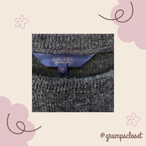 Rachel Roy 0X Grey Sweater with Side Zips - Picture 3 of 4